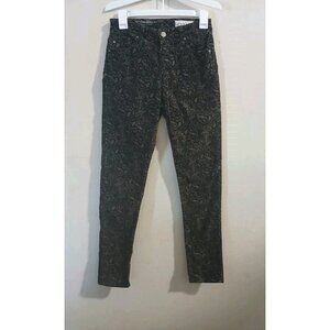 AG Adriano Goldschmied Anthropologie Paisley Velvet Slim Straight Pants 27R